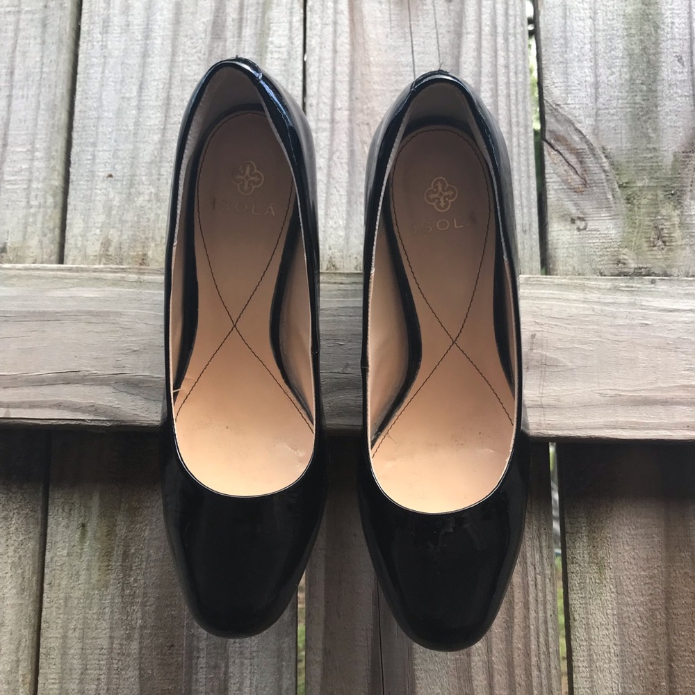 Isola Black Patten Heels